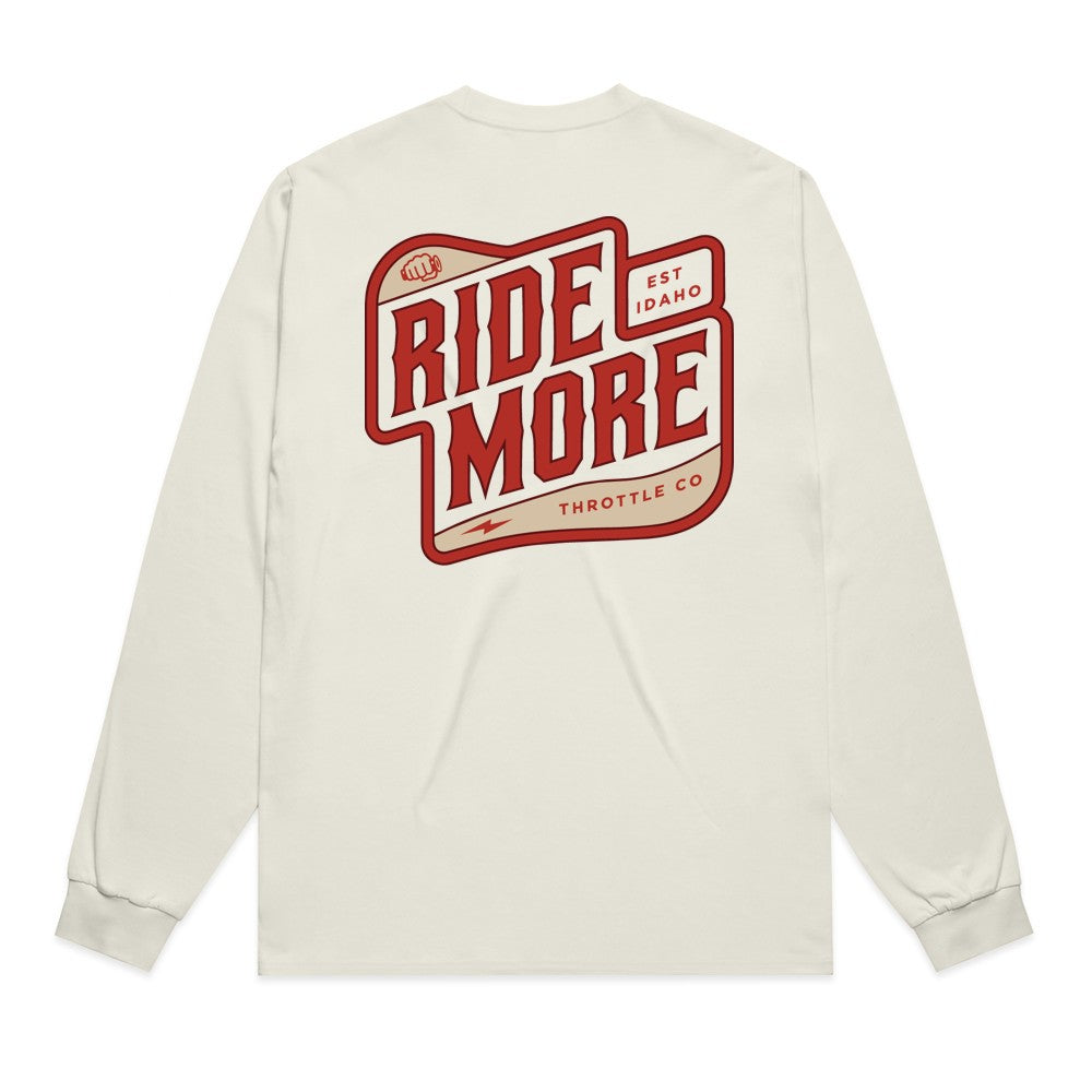 Ride More Biker Heavyweight Long Sleeve Tee Tan Back