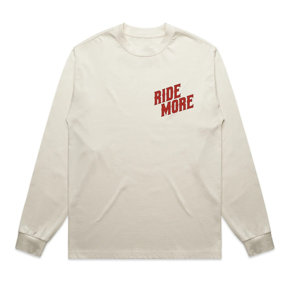Ride More Biker Heavyweight Long Sleeve Tee Tan Front