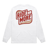 Ride More Biker Heavyweight Long Sleeve Tee White Back