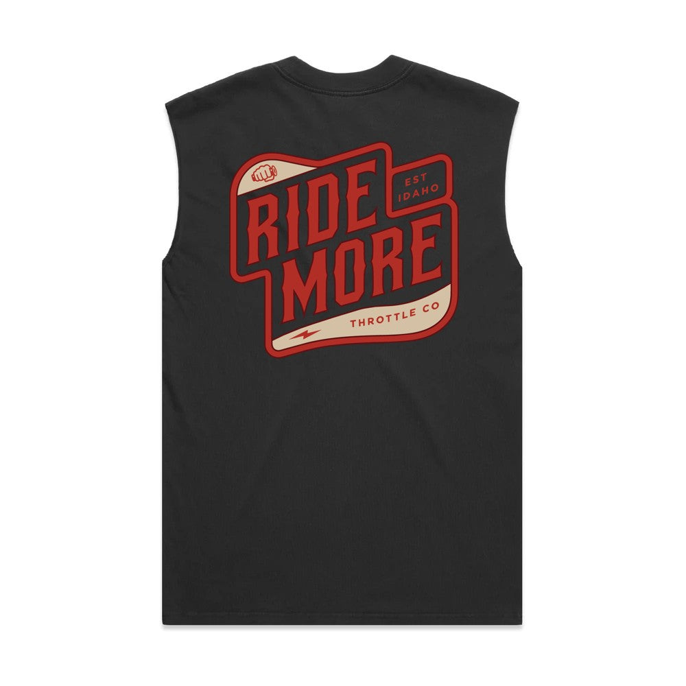 Ride More Biker Heavyweight Tank Faded Black Back