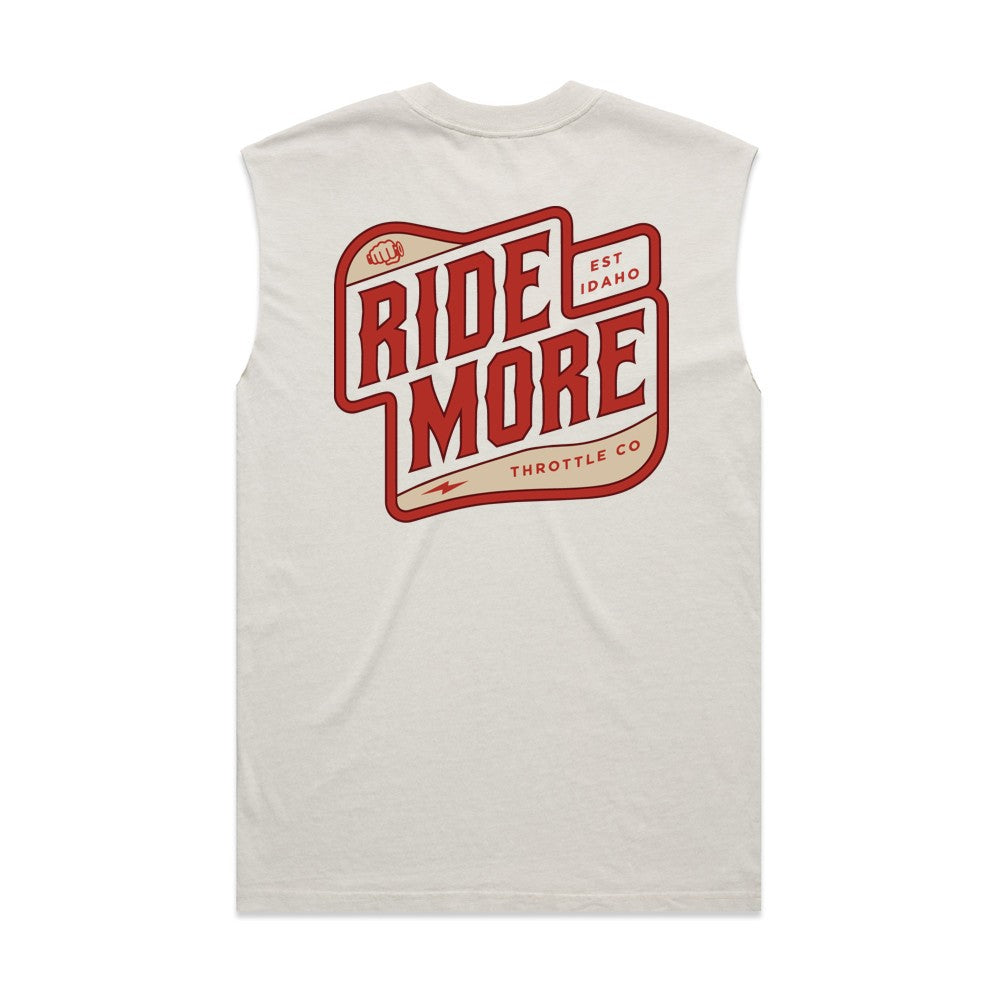 Ride More Biker Heavyweight Tank Faded Bone Back