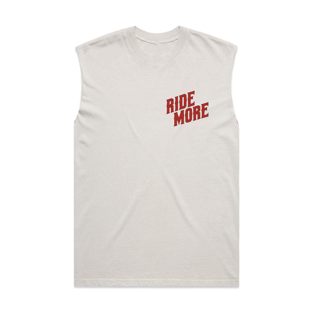 Ride More Biker Heavyweight Tank Faded Bone Front