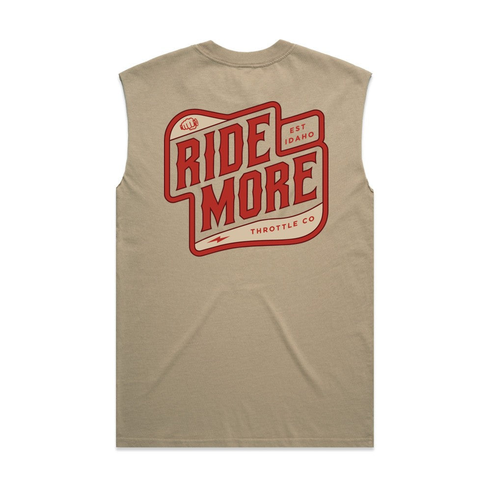Ride More Biker Heavyweight Tank Faded Khaki Back