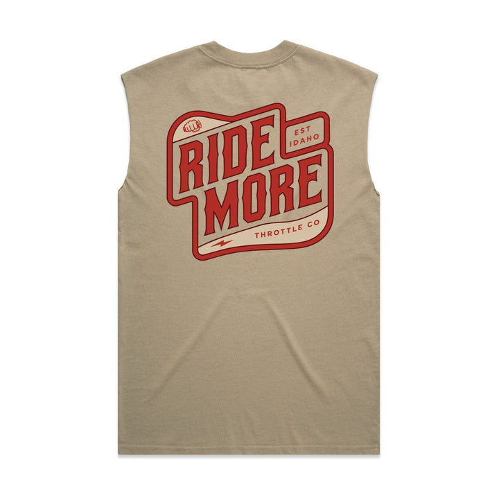 Ride More Biker Heavyweight Tank Faded Khaki Back