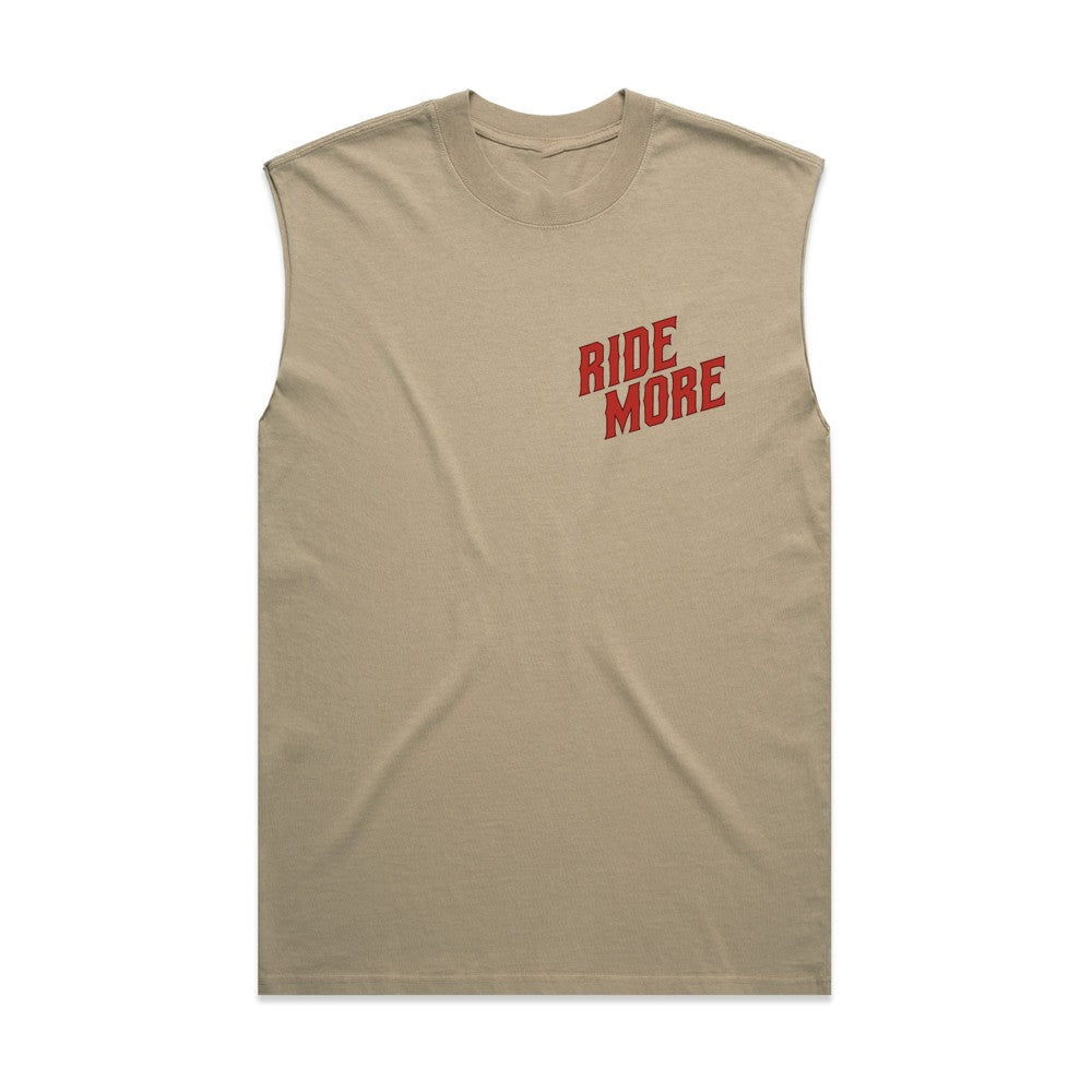 Ride More Biker Heavyweight Tank Faded Khaki Front