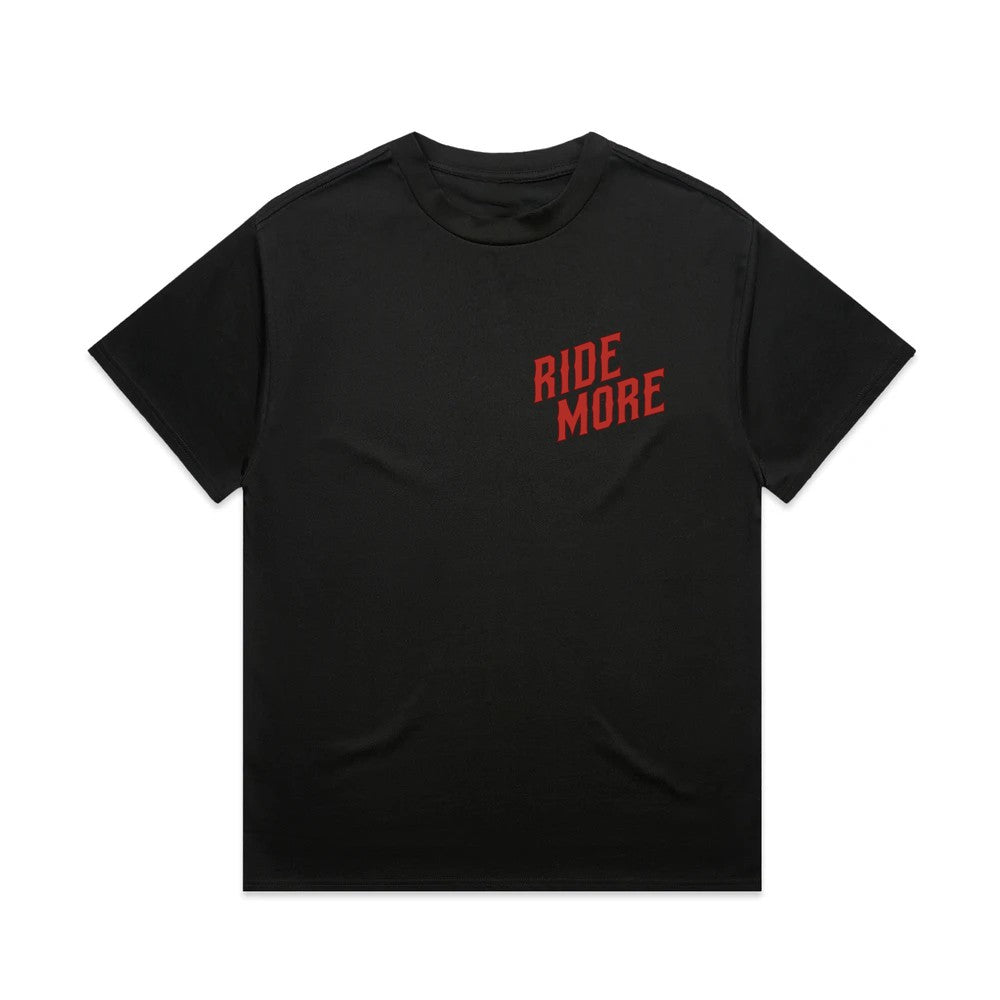 Ride More Biker Heavyweight Tee Black Front