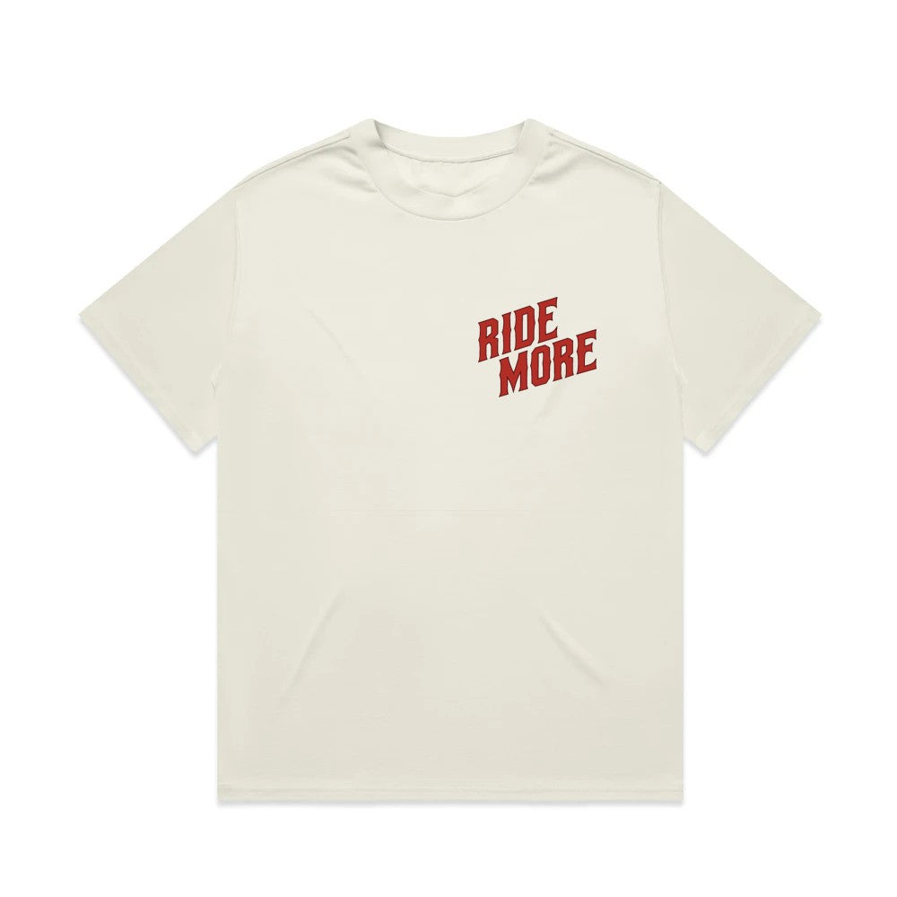 Ride More Biker Heavyweight Tee Tan Front