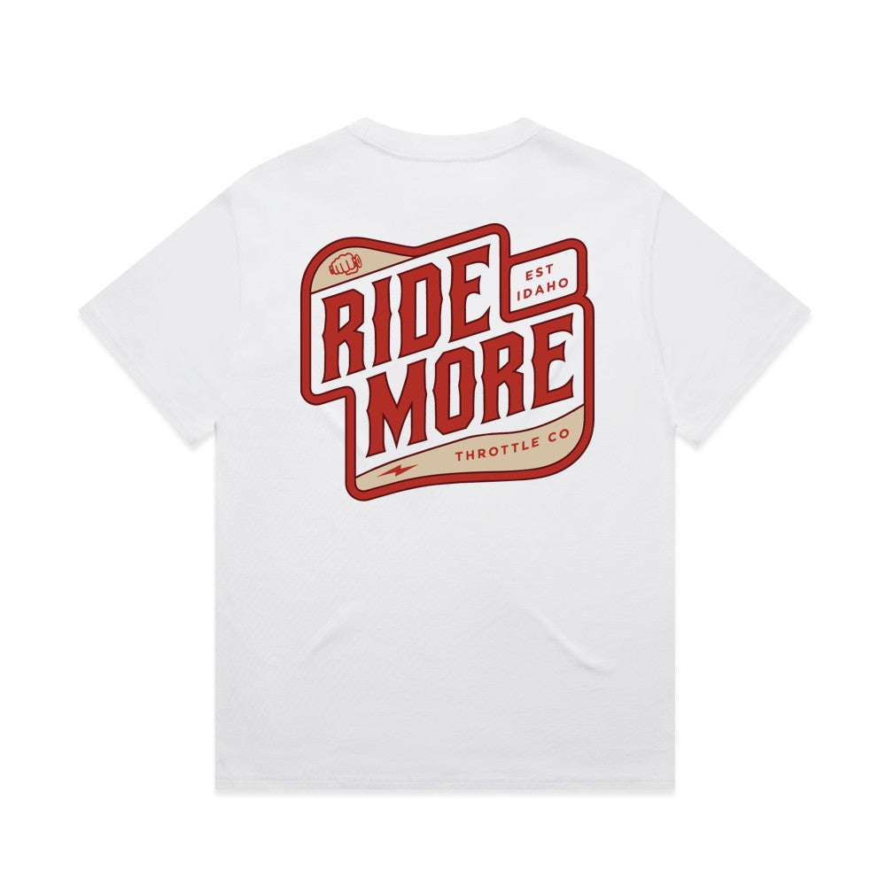 Ride More Biker Heavyweight Tee White Back