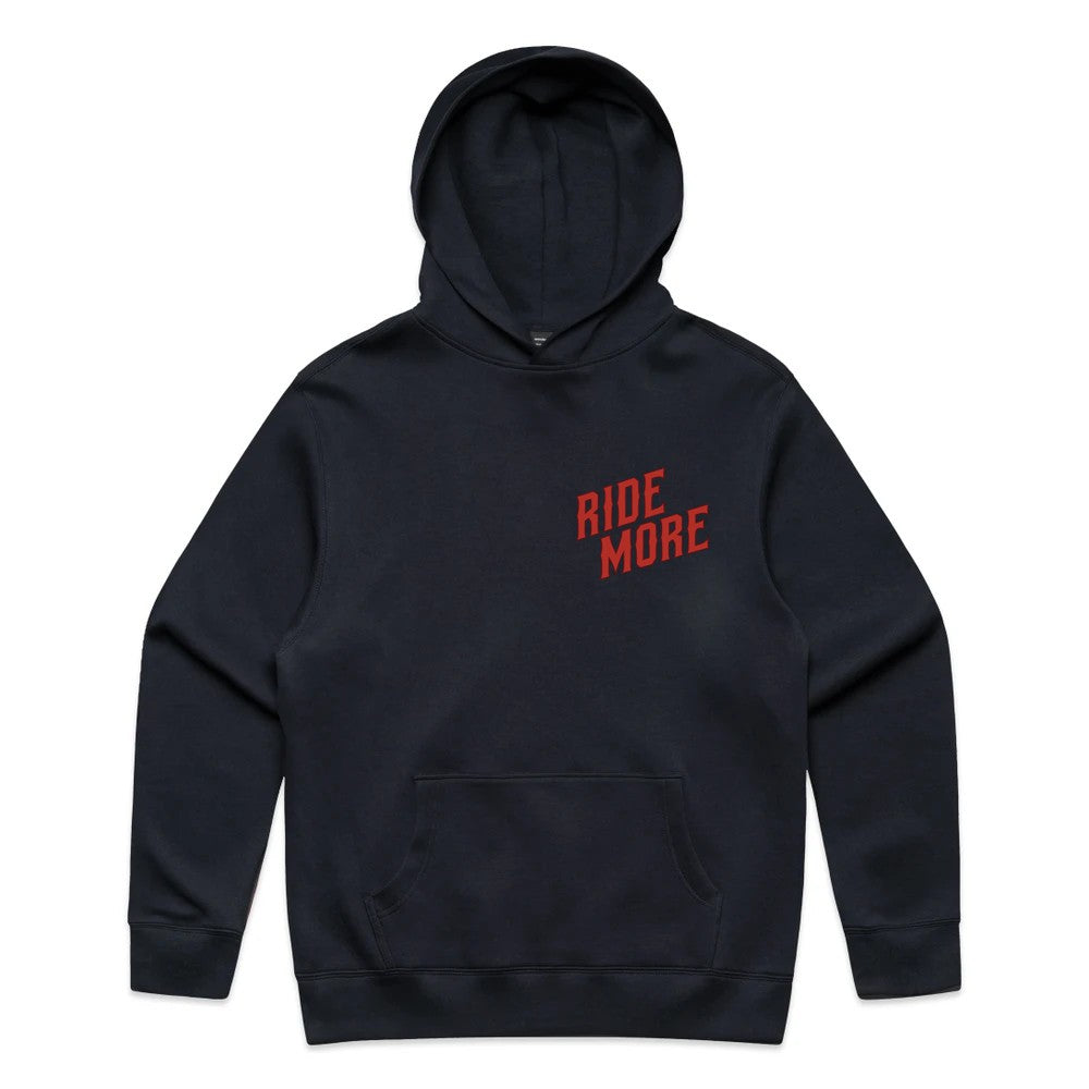 Ride More Biker Hoodie Ink Blue Front
