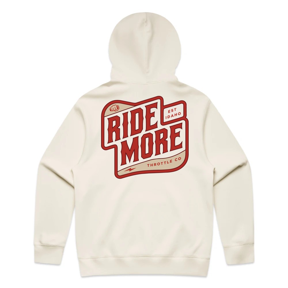 Ride More Biker Hoodie Tan Back