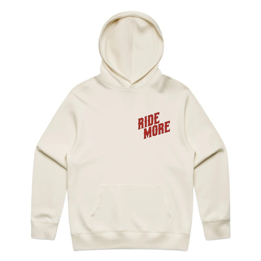 Ride More Biker Hoodie Tan Front