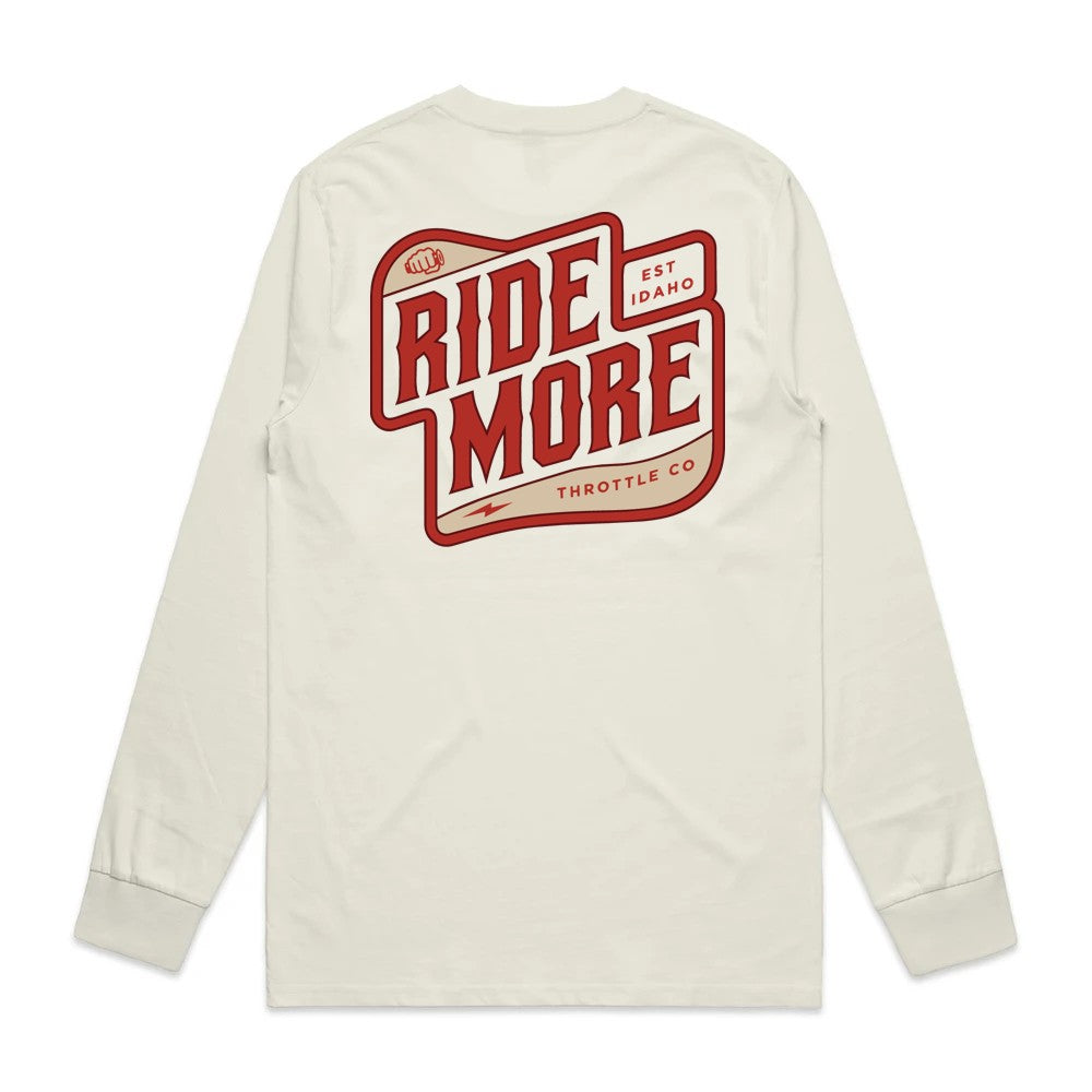 Ride More Biker Long Sleeve Tee Tan Back