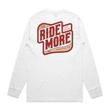 Ride More Biker Long Sleeve Tee White Back