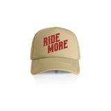 Ride More Biker Trucker Hat Khaki Front