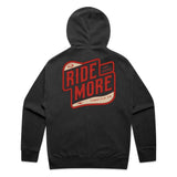 Ride More Biker Zip Hoodie Faded Black Back