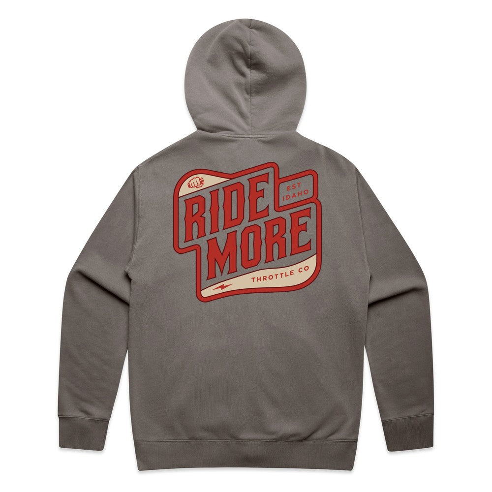 Ride More Biker Zip Hoodie Faded Grey Back