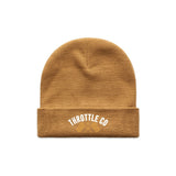 Ride More Flag Beanie Camel Front
