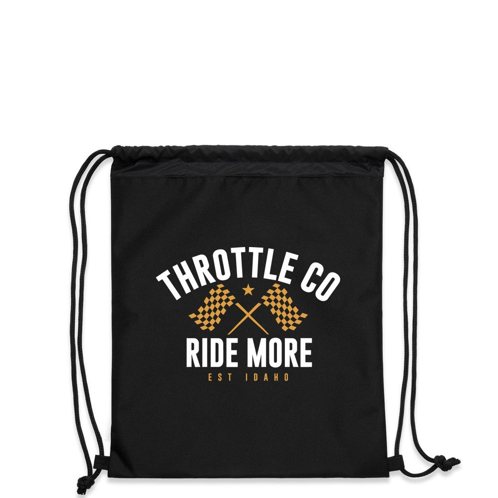 Ride More Flag Drawstring Bag Black Back