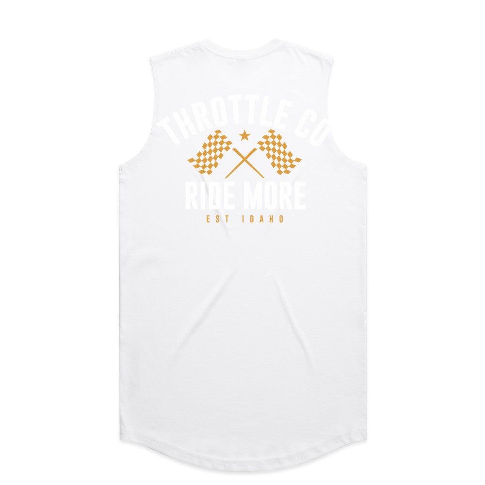 Ride More Flag Drop Tank White Back