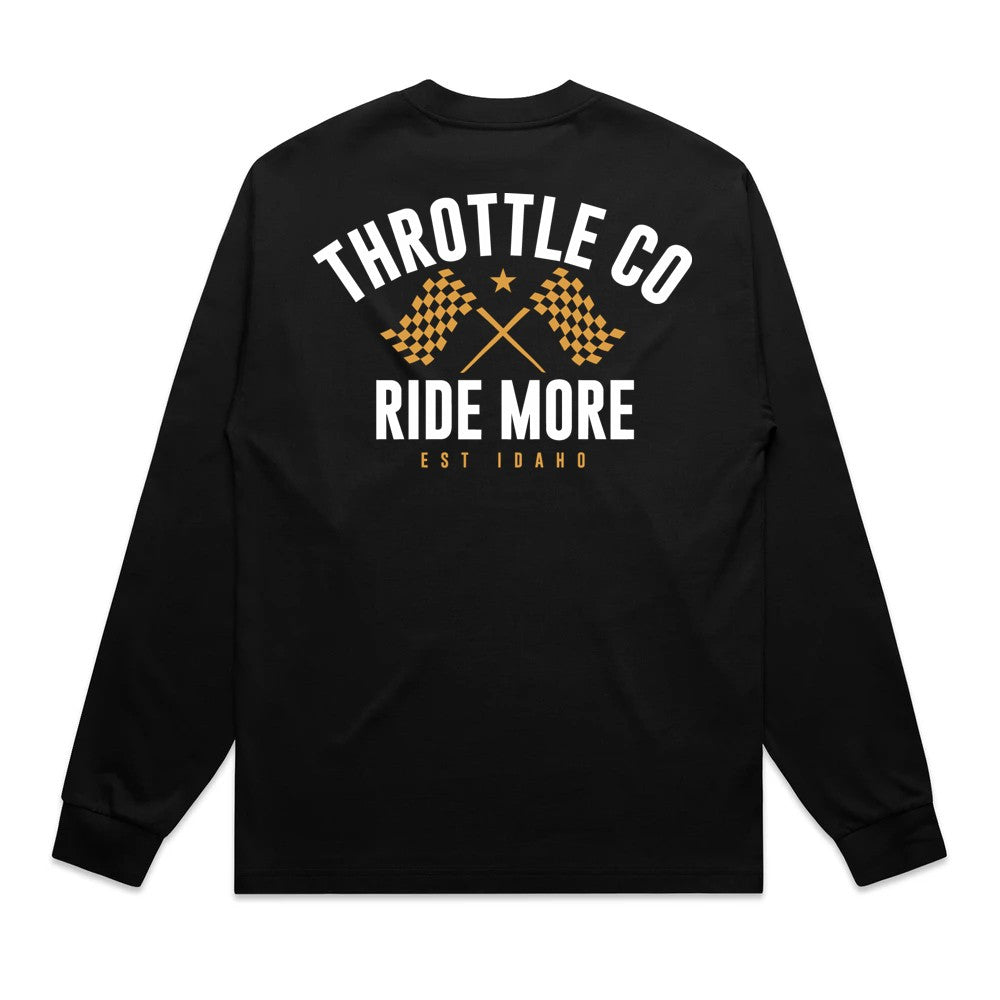 Ride More Flag Heavyweight Long Sleeve Tee Black Back