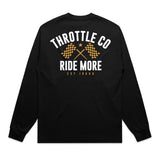 Ride More Flag Heavyweight Long Sleeve Tee Black Back