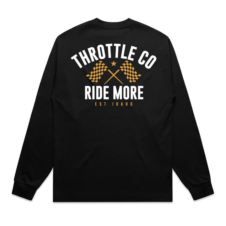Ride More Flag Heavyweight Long Sleeve Tee Black Back