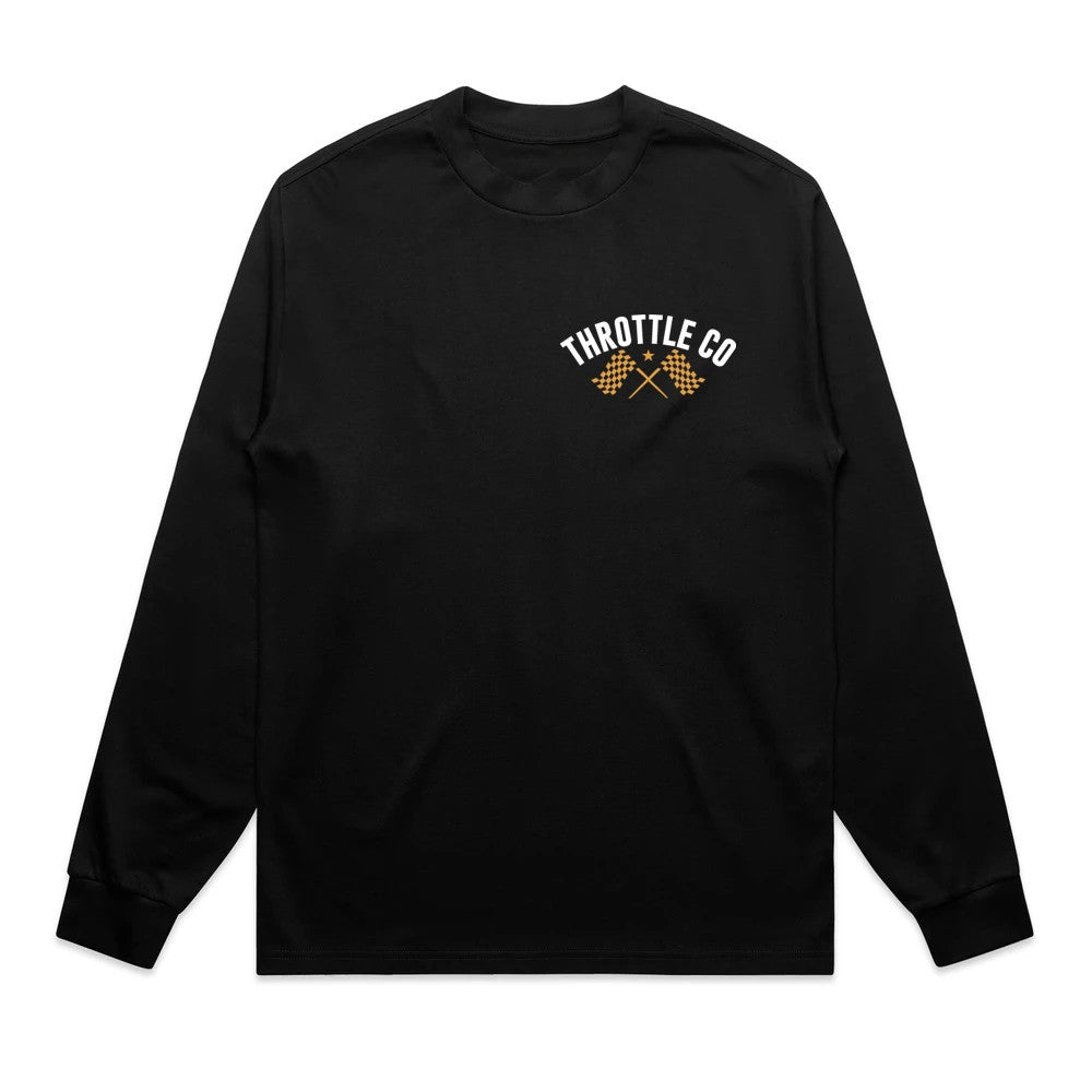Ride More Flag Heavyweight Long Sleeve Tee Black Front