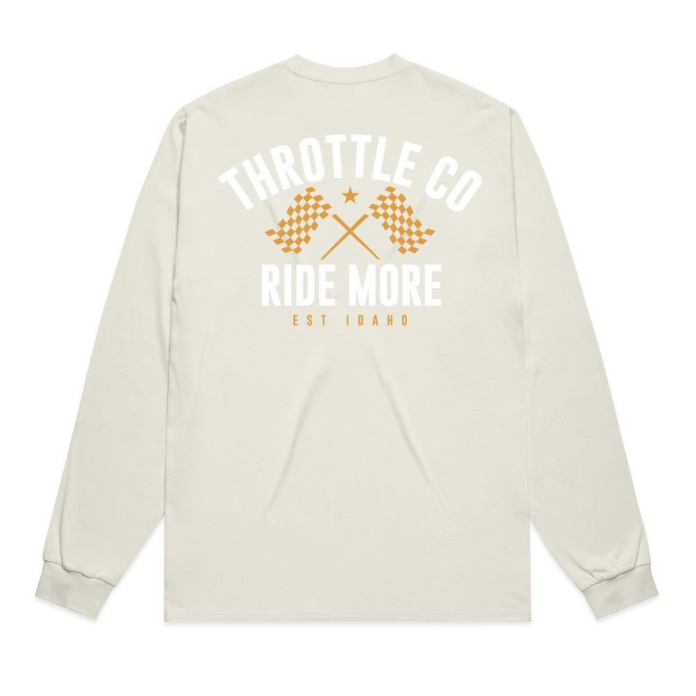 Ride More Flag Heavyweight Long Sleeve Tee Tan Back