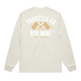 Ride More Flag Heavyweight Long Sleeve Tee Tan Back