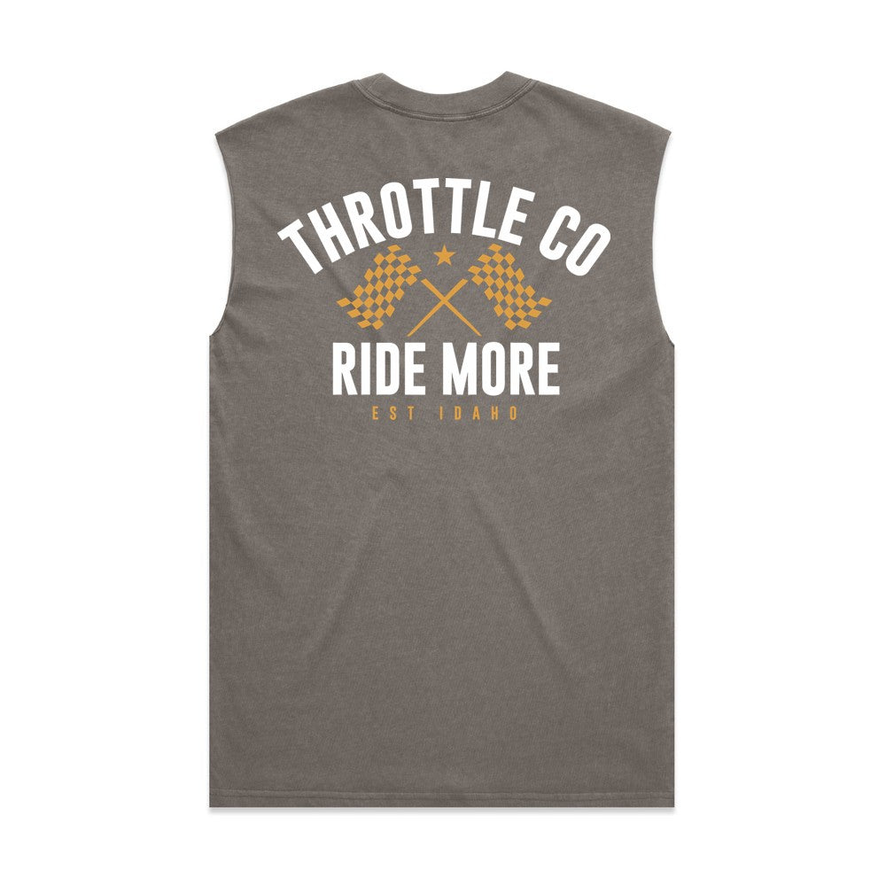 Ride More Flag Heavyweight Tank Faded Grey Back