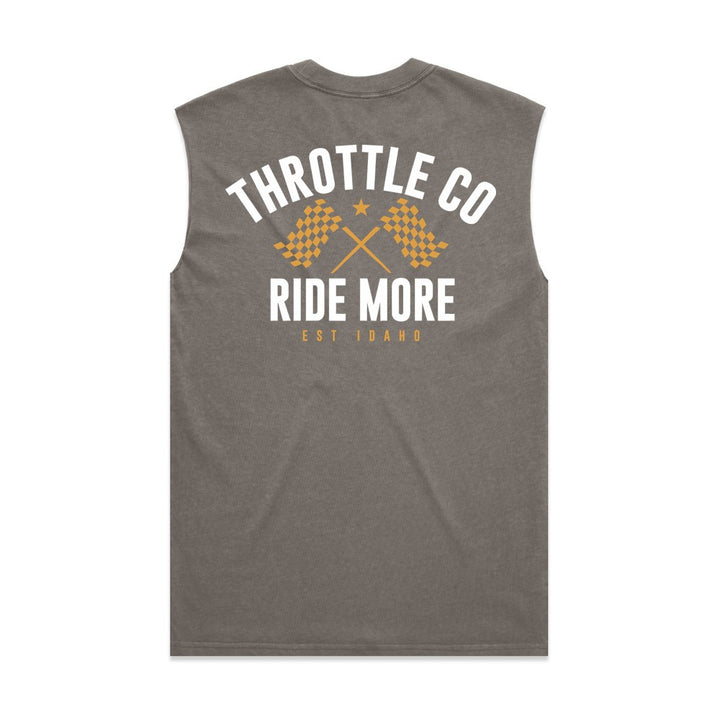 Ride More Flag Heavyweight Tank Faded Grey Back