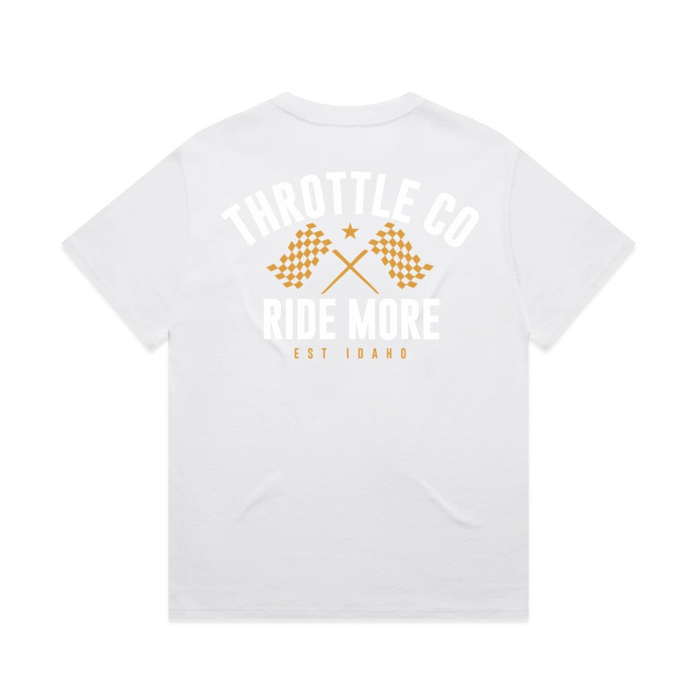 Ride More Flag Heavyweight Tee White Back