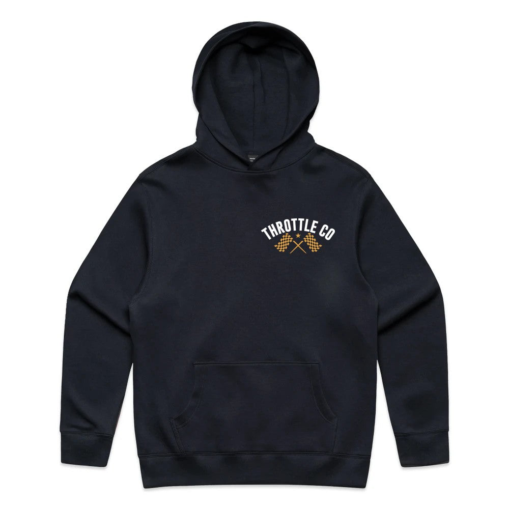 Ride More Flag Hoodie Ink Blue Front