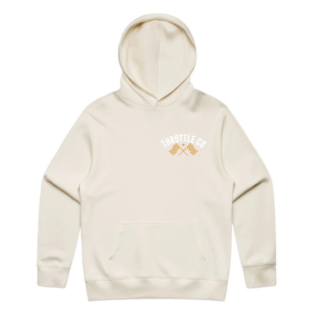 Ride More Flag Hoodie Tan Front