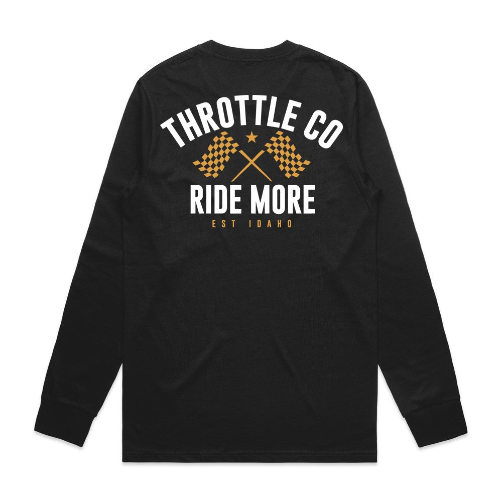 Ride More Flag Long Sleeve Tee Black Back