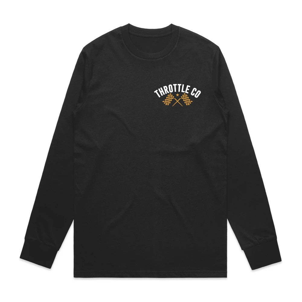 Ride More Flag Long Sleeve Tee Black Front