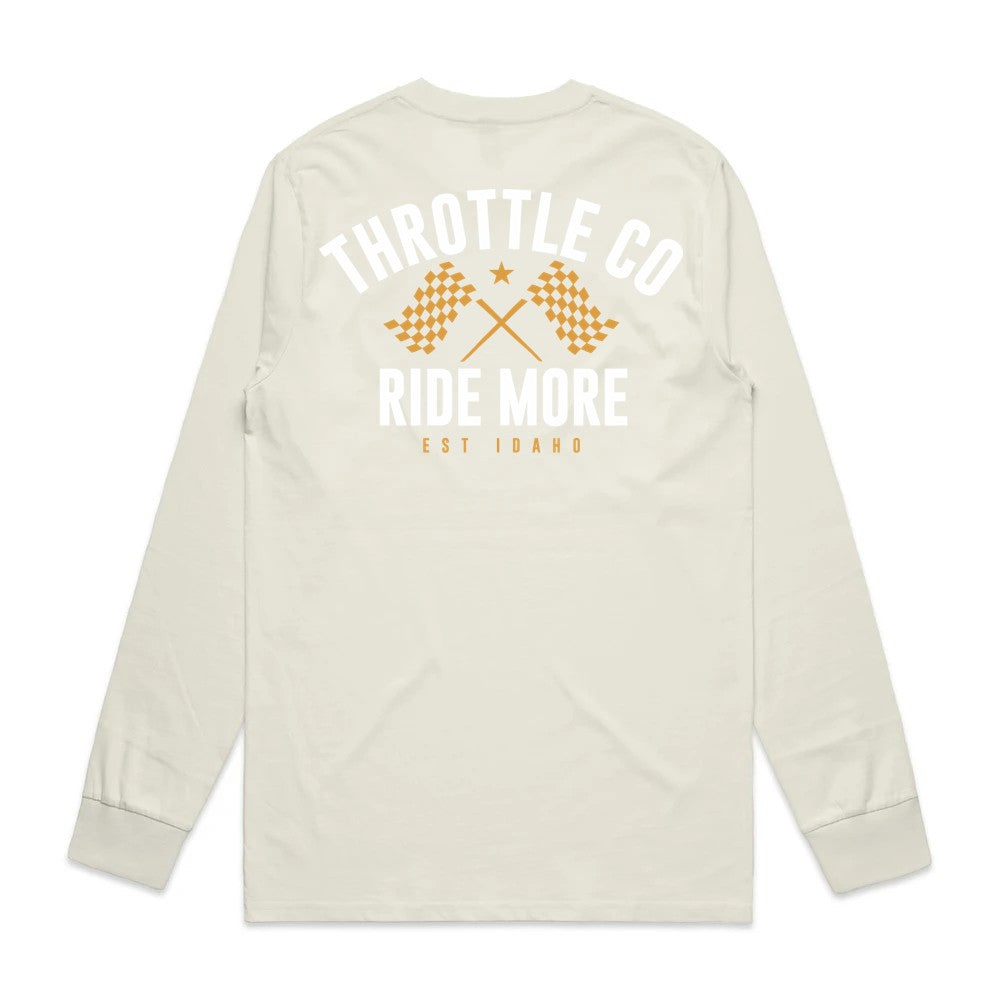 Ride More Flag Long Sleeve Tee Tan Back