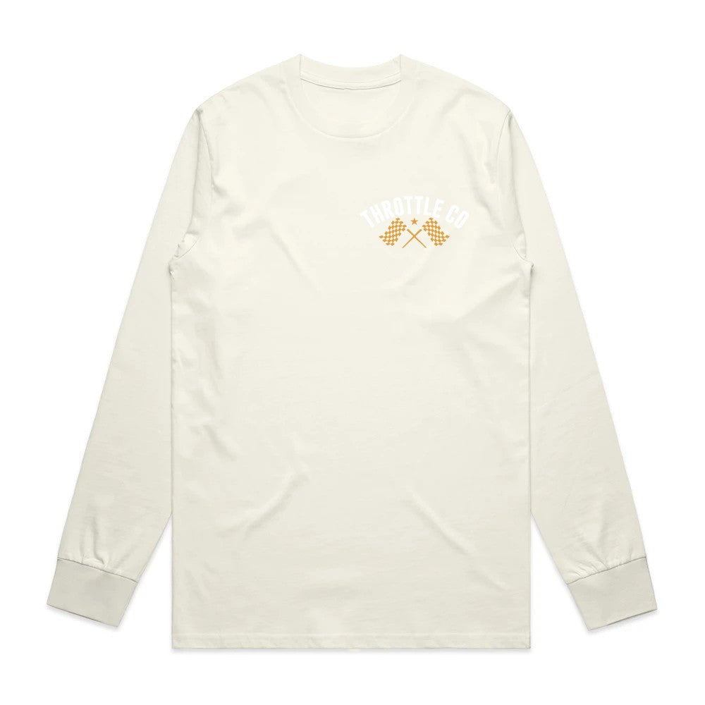 Ride More Flag Long Sleeve Tee Tan Front