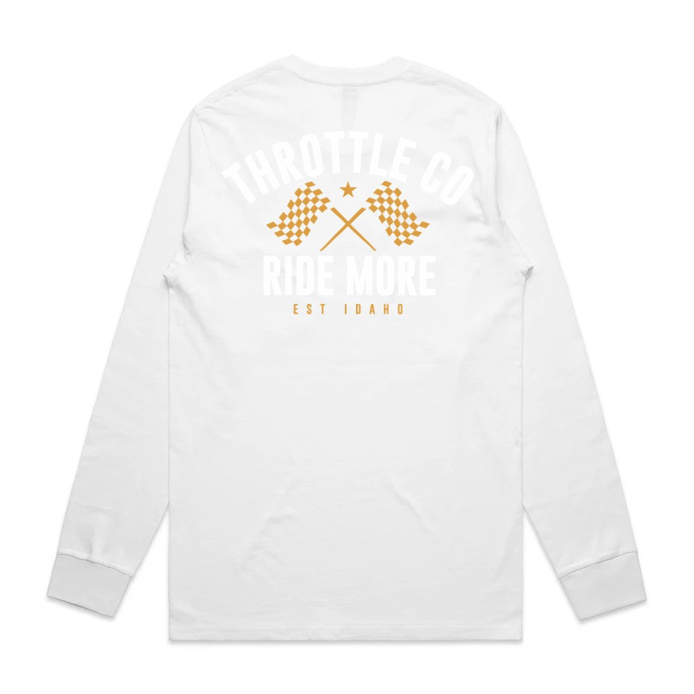Ride More Flag Long Sleeve Tee White Back
