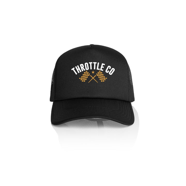 Ride More Flag Trucker Hat Black Front
