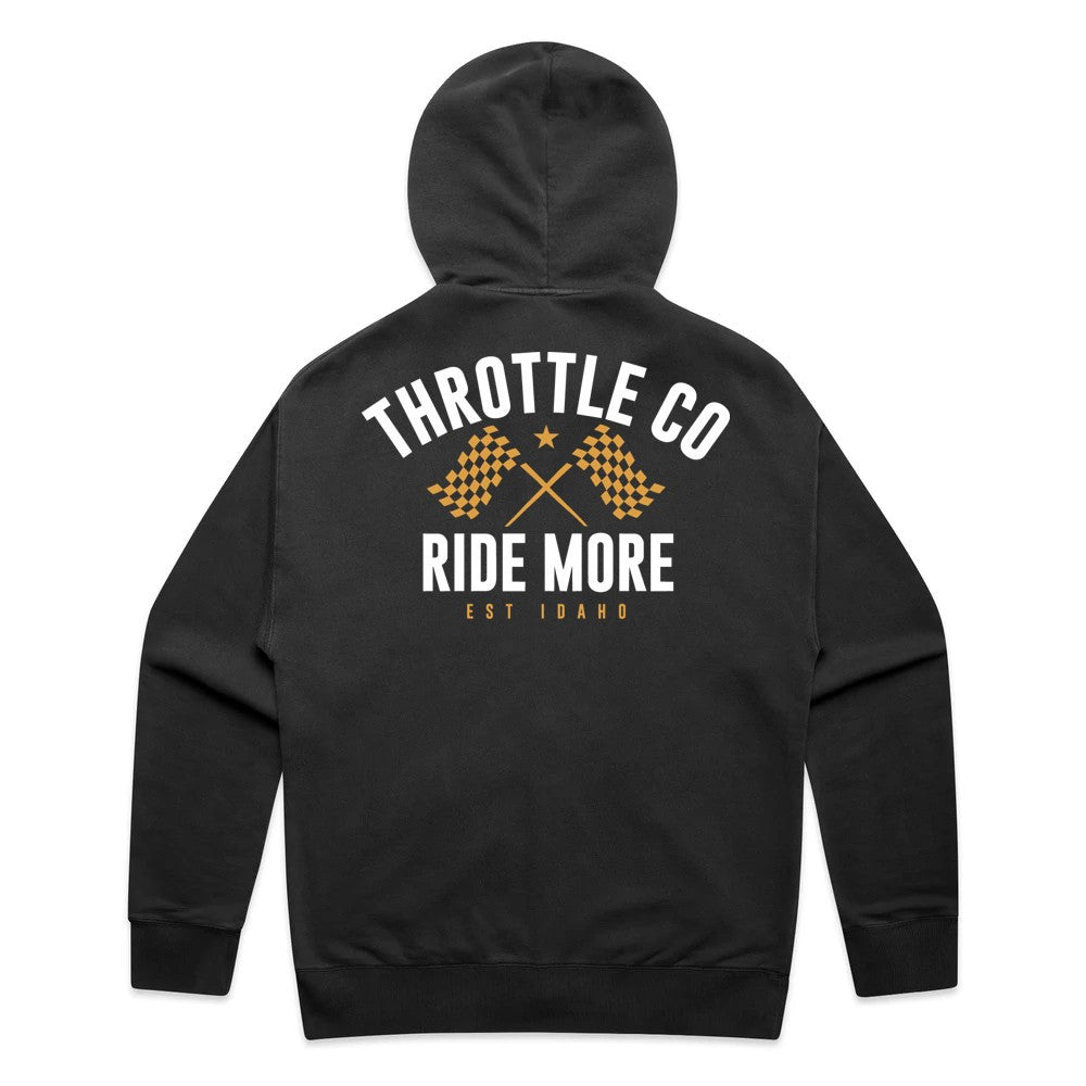 Ride More Flag Zip Hoodie Faded Black Back