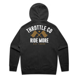 Ride More Flag Zip Hoodie Faded Black Back