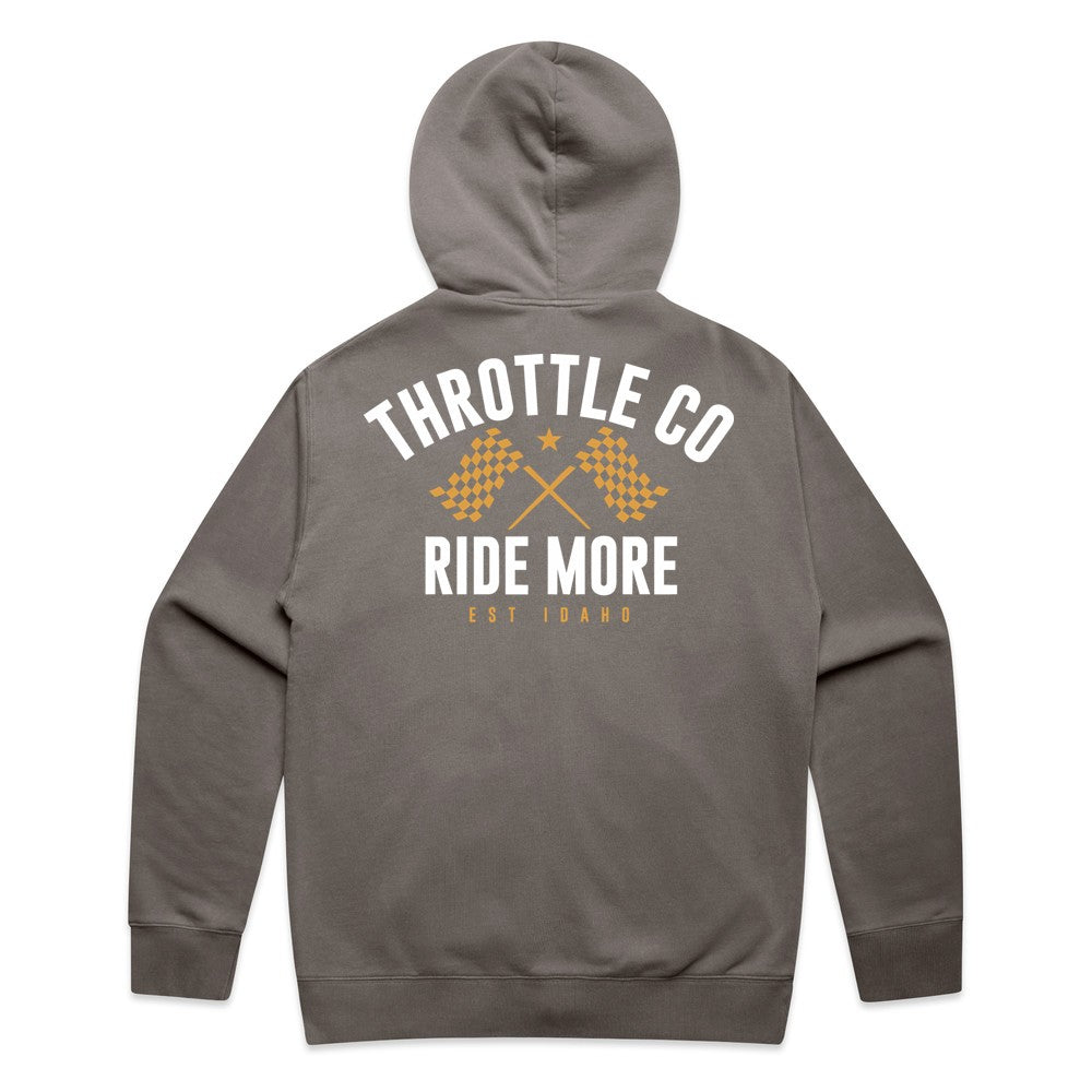 Ride More Flag Zip Hoodie Faded Grey Back