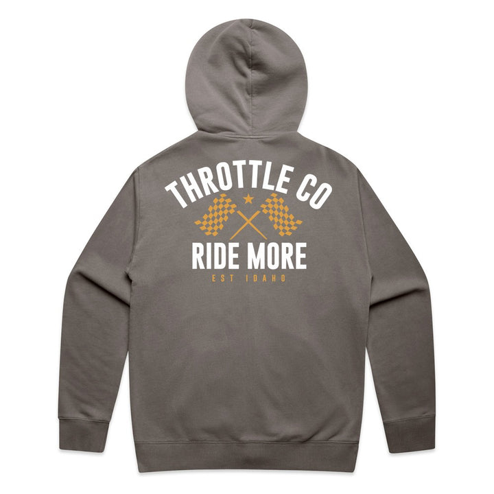 Ride More Flag Zip Hoodie Faded Grey Back