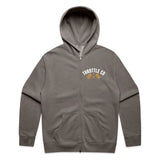 Ride More Flag Zip Hoodie Faded Grey Front