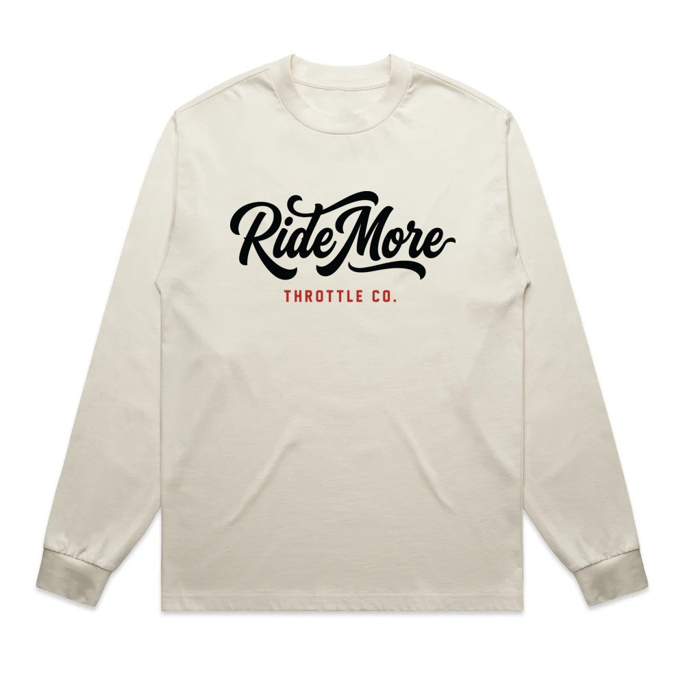 Ride More Flow Heavyweight Long Sleeve Tee Tan Front