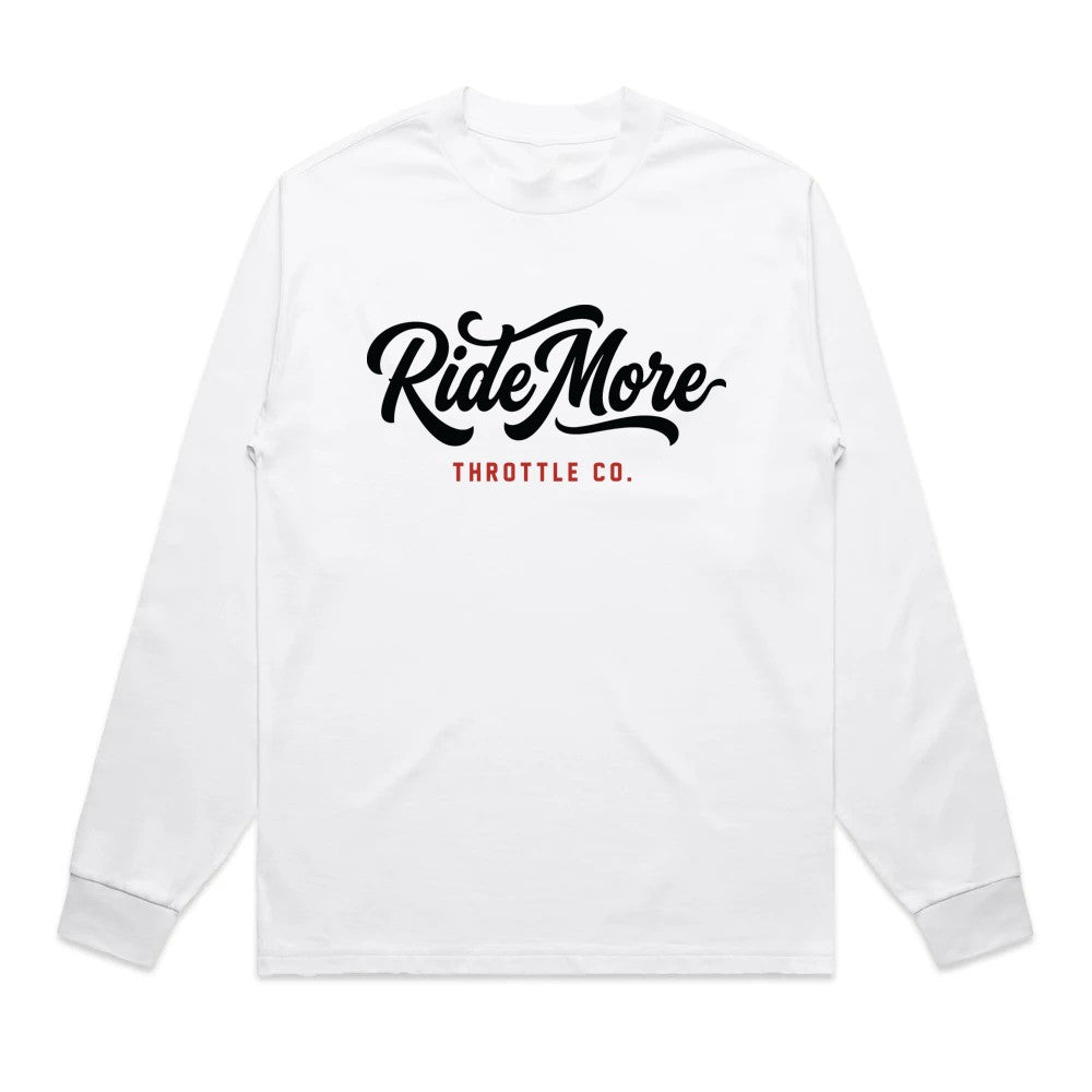 Ride More Flow Heavyweight Long Sleeve Tee White Front