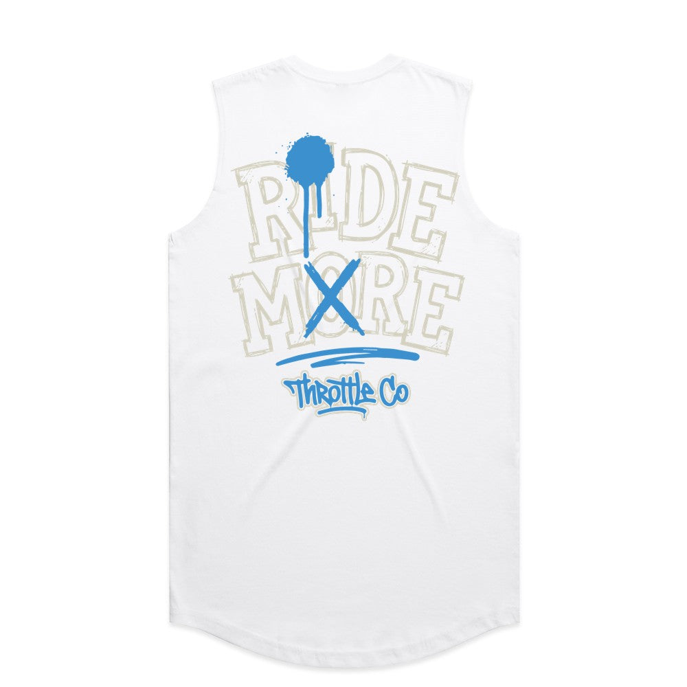 Ride More Graffiti Drop Tank White Back