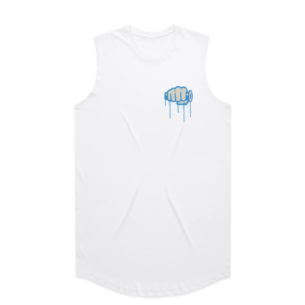 Ride More Graffiti Drop Tank White Front