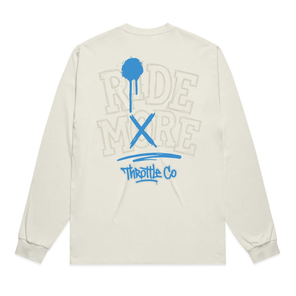 Ride More Graffiti Heavyweight Long Sleeve Tee Tan Back